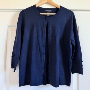 Grace Navy Blue Button-Up Cardigan